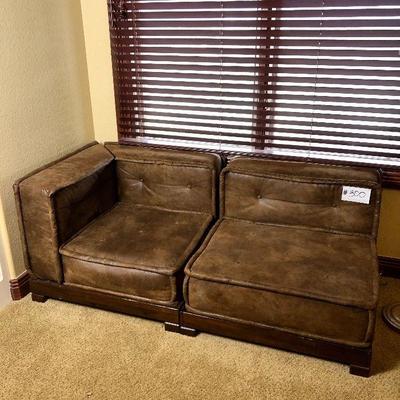 #300 ~ ($150) Pottery Barn Teen Cushy Lounge Loveseat- Micro suede brown fabric- comes in two pieces- 68 