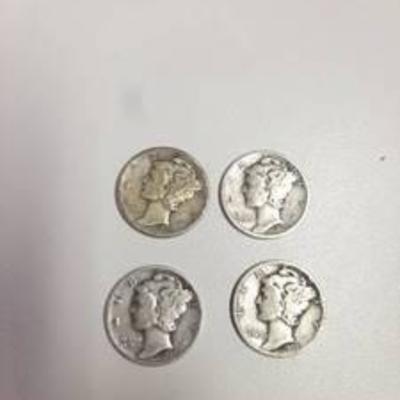 (4) Mercury Head Silver Dimes - 1935, 1936, 1937, 1939