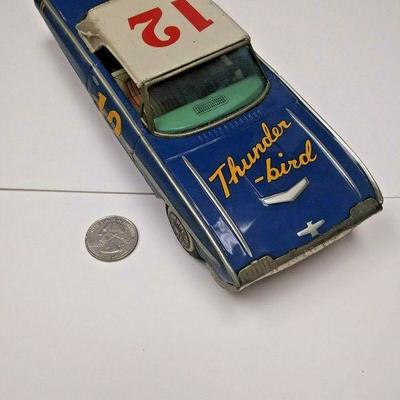 https://www.ebay.com/itm/124199016695	BU3086 VINTAGE 1960s TIN FRICTION TOY FORD THUNDERBIRD #12 RACECAR BLUE WITH WHI	 Auction 
