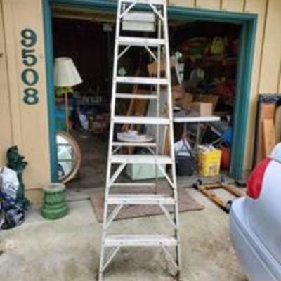 8 Foot 8â€™ Aluminum Folding Ladder - Ladder with Shelf.