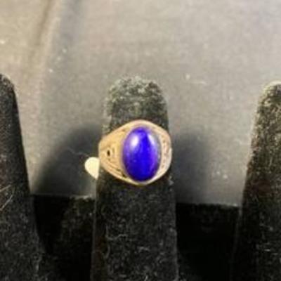 Vintage Sterling Ring with Blue Stone Marked 925