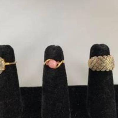Trio of Costume Rings - Pink Marked Sarah Coventry