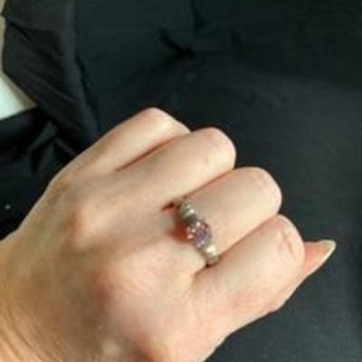 Sterling Silver Ring with Pink Stone Marked 925