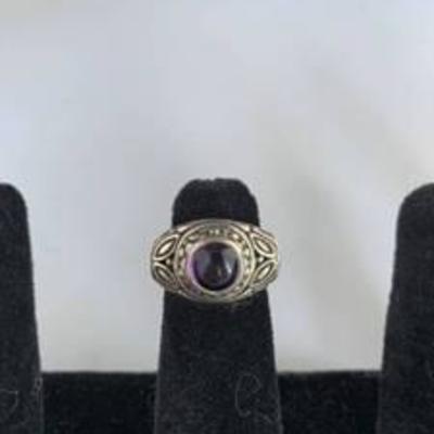 NF 925 Sterling Silver Ring with Purple Stone