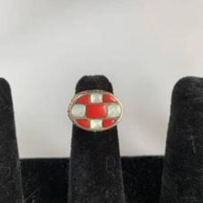 Sterling Silver Ring in Checkerboard Pattern