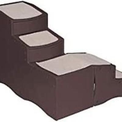 Pet Gear Easy Step Bed Stair for CatsDogs with Storage Compartment, Removable Washable Carpet Treads, Space-Saving Multi-Position Design