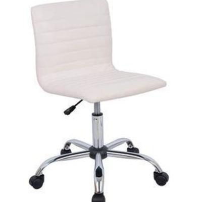 Modern Adjustable Low Back Armless Ribbed Task Chair - White