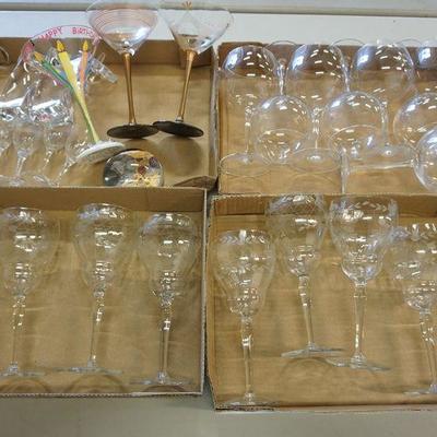 1053	LOT OF ASSORTED WHEEL CUT AND CLEAR STEMWARE
