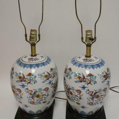 1176	PAIR ASIAN DECORATED LAMPS & A SMALL SATSUMA BOWL
