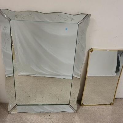 1170	2 WALL MIRRORS-LARGE CUT MIRROR AND ONE IN A BRASS FRAME
