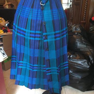 Colorful blue plaid dirndl skirts