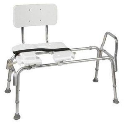 DMI Tub Transfer Bench and Sliding Shower Chair, Heavy Duty Non Slip Aluminum Body & Seat w Adjustable Seat Height & Cut Out Access,...
