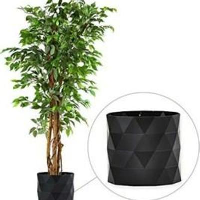 DELUXE 6 Feet Tall FICUS Silk Leaf Artificial Tree + 8 Base + 12 Plant Pot Skirt.