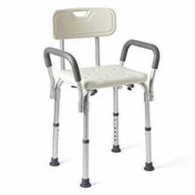 Medline Shower Chair Spa Bath Seat with Padded Armrests and Back, 350lb Weight Capacity, Adjustable Height Bench