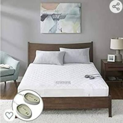 Hyde Lane Premium Cotton Heated Mattress Pad Dual Controls King Quilted Cotton