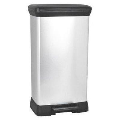 Curver 50 Liter Rectangle Step Open Trash Can - Chrome
