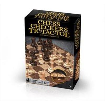 Classic Chess Checkers and Tic-Tac-Toe Set
