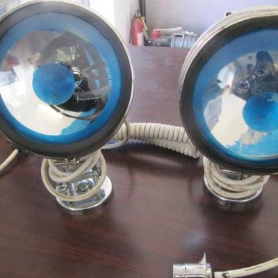 Lot of 2  - 6 Inch Stainless Steel Magnetic Flood or Work Lights with Approx 15' Cords