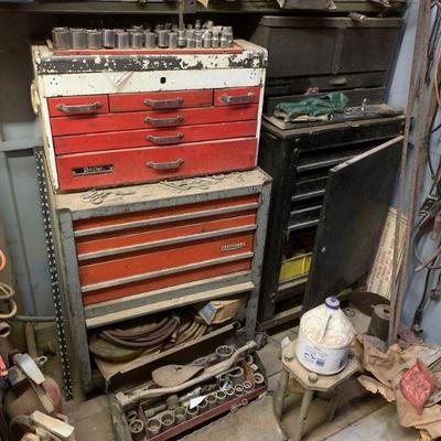 1808	

Craftsman Tool Box, Black Tool Box on Roll Cart, and Tools
Craftsman Tool Box, Black Tool Box on Roll Cart, and Tools. Craftsman,...