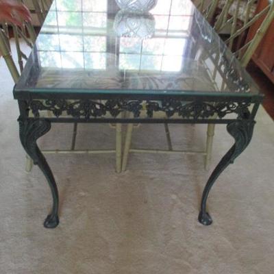 Glass Top Ornate Vintage Dining Table Indoor or Outdoor 