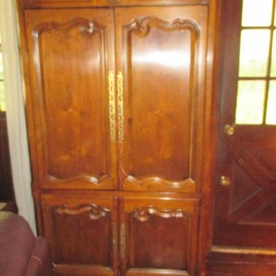 French Country Walnut Display Cabinet