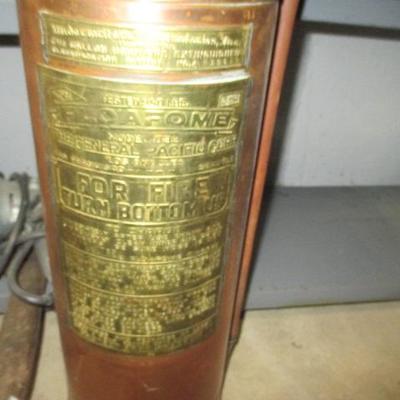 Vintage Copper & Brass Floafome Fire Extinguisher 