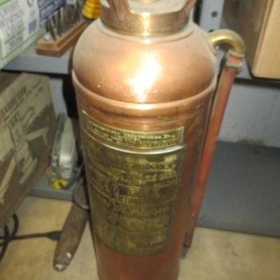 Vintage Copper & Brass Floafome Fire Extinguisher 