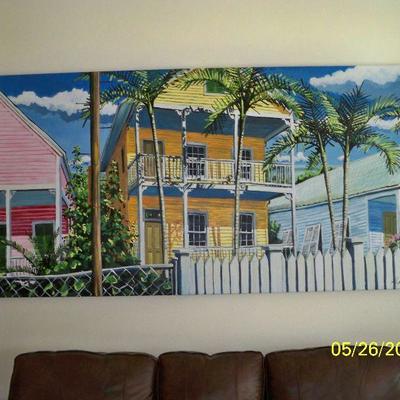 LARGE Rick Worth Acrylic Key West Painting.