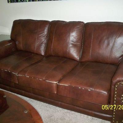 Bonded Leather Sofa - (As Is - some wear)