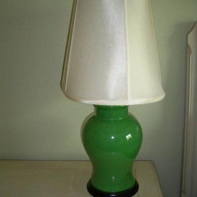 Jade Colored Lamp, (As Is - some paint loss)