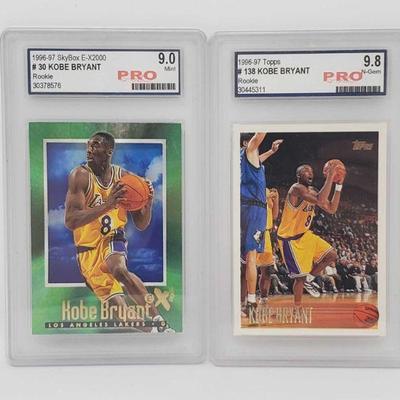 8005	

2 1996-1997 Rookie Pro Graded Kobe Bryant Basketball Cards
2 1996-1997 Rookie Pro Graded Kobe Bryant Basketball Cards
 	 	 	 	 	