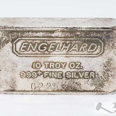 605	

Engelhard 10 Troy Oz Fine Silver Bar
Serial #: C225301