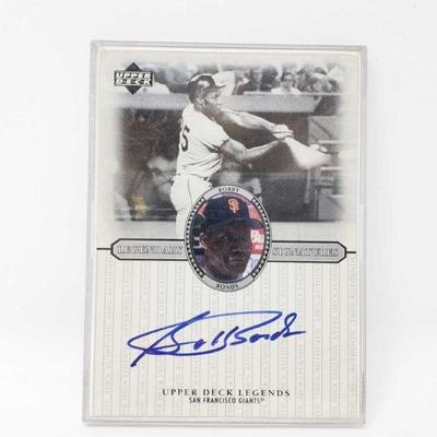 8023	

Autographed Bobby Bonds Upper Deck Baseball Card
Autographed Bobby Bonds Upper Deck Baseball Card