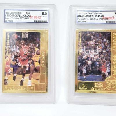 8012	

2 22k Gold 1999 Michael Jordan Basketball Card- Pro Graded
Upper Deck