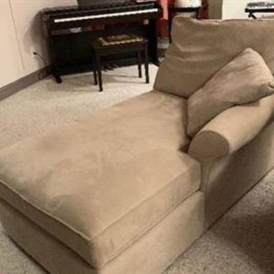 Neutral Gray Microsuede upholstered chaise $95 