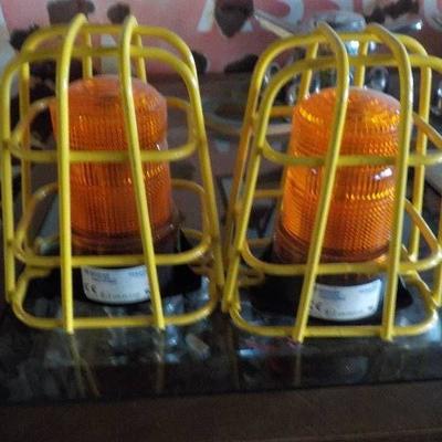 2- Ecco hassard flashers with cage for forklifts