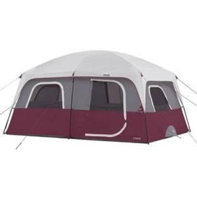 CORE  Straight Wall 14 ft. x 10 ft. 10-Person Cabin Tent with 2 Rooms and Rainfly in Red MSRP $198.30