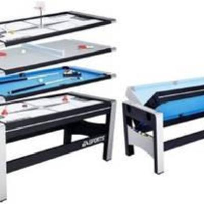Lancaster 4 in 1 Air Hockey Pool Ping Pong Football Sports Swivel Game Table  MSRP $469.99
