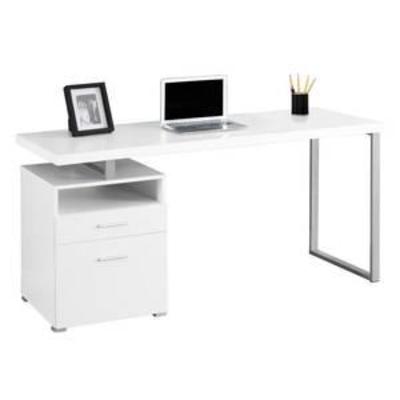 Monarch Computer Desk 60L  White  Silver Metal MSRP $359.99