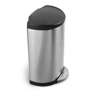 simplehuman Semi-Round Step Trash Can, Stainless Steel, Plastic Lid, 40 L  10.5 Gal