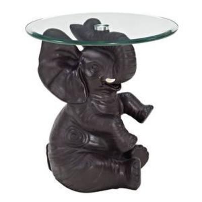 Powell Furniture Ernie Elephant, Dark Brown Accent Table,