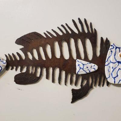 Ceramic + Metal Fish Signed