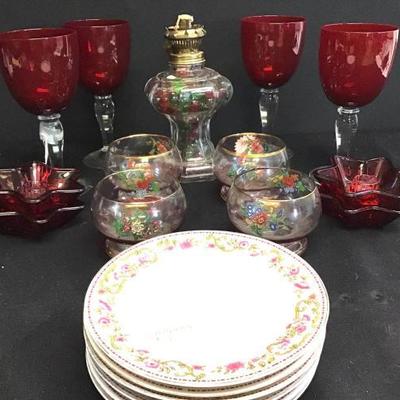 Hand Blown Red Goblets +