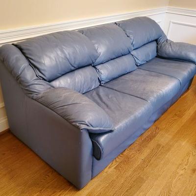 Blue Leather Sofa - Set