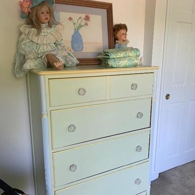 $125.Dainty Hand painted dresser 