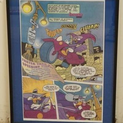 1245	FRAMMED DARKWING DUCK POSTER, OVERALL DIMENSIONS 14 1/2 IN X 18 1/2 IN 
