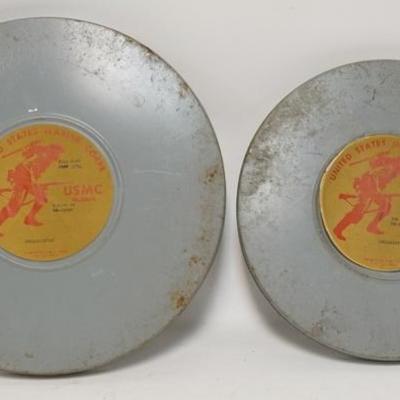 1314	TWO MARINE CORPS FILMS 1967 IN ORIGINAL TINS MARKED  UNCLASSIFIED, LARGEST IS 12 1/2 IN 
