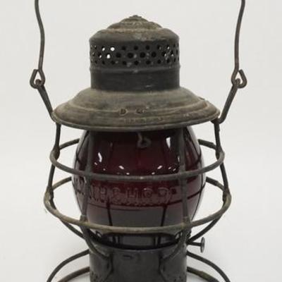1075	NY, NH & H RAILROAD LANTERN RED GLOBE, MARKED ON THE METAL & THE GLASS
