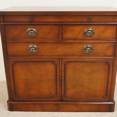1253	DREXEL MAHOGANY SERVER W/ THREE DRAWERS & TWO DOORS, 36 IN W, 33 1/2 IN H 
