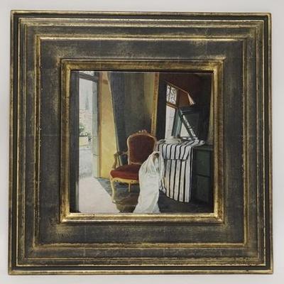 1246	PETER KASSEL OIL ON CANVAS TITLED  *PORTE OUVERTE* OVERALL DIMENSIONS 21 IN SQ
